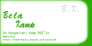 bela kamp business card